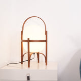Modern Portable Glass Lantern Table Lamp with Wood Handle and Glass Shade for Ambient Lighting