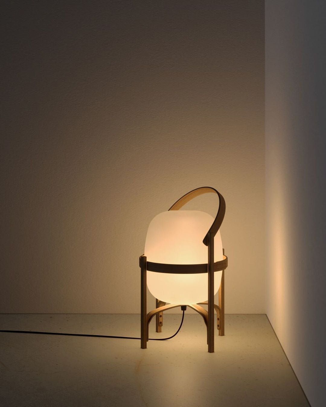 Modern Portable Glass Lantern Table Lamp with Wood Handle and Glass Shade for Ambient Lighting