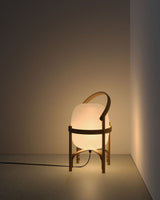 Modern Portable Glass Lantern Table Lamp with Wood Handle and Glass Shade for Ambient Lighting