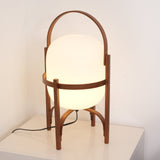 Modern Portable Glass Lantern Table Lamp with Wood Handle and Glass Shade for Ambient Lighting