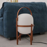 Modern Portable Glass Lantern Table Lamp with Wood Handle and Glass Shade for Ambient Lighting