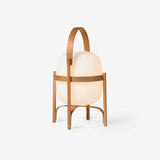 Modern Portable Glass Lantern Table Lamp with Wood Handle and Glass Shade for Ambient Lighting
