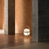 Modern Portable Glass Lantern Table Lamp with Wood Handle and Glass Shade for Ambient Lighting