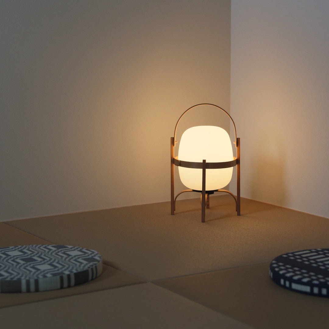Modern Portable Glass Lantern Table Lamp with Wood Handle and Glass Shade for Ambient Lighting