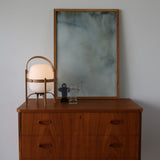 Modern Portable Glass Lantern Table Lamp with Wood Handle and Glass Shade for Ambient Lighting