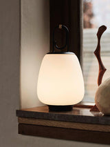 Portable Rechargeable LED Lantern Table Lamp Glass Shade Nordic Style Bedside Light