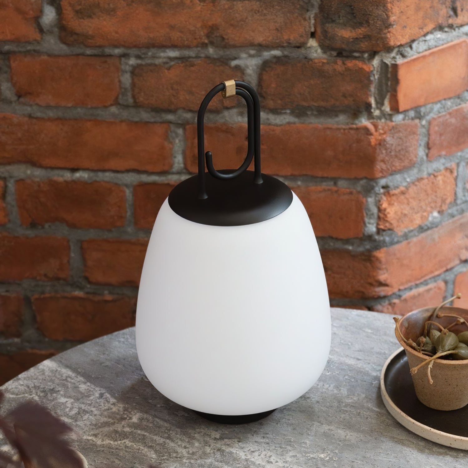 Portable Rechargeable LED Lantern Table Lamp Glass Shade Nordic Style Bedside Light