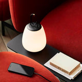 Portable Rechargeable LED Lantern Table Lamp Glass Shade Nordic Style Bedside Light