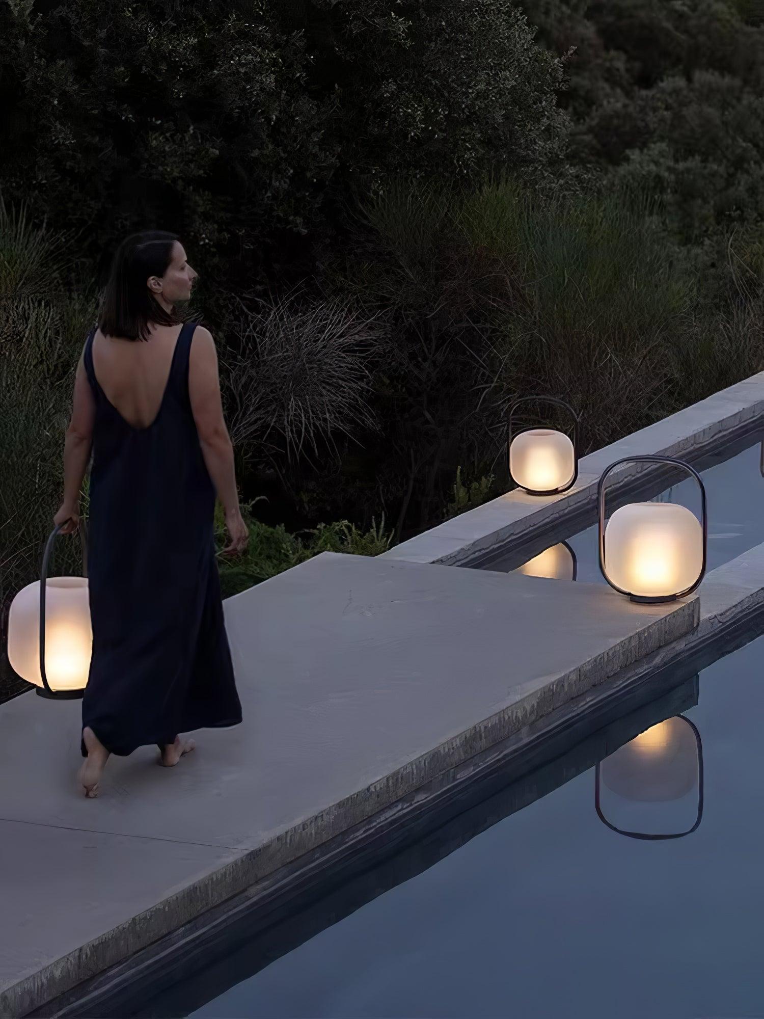 Modern Rechargeable Portable Outdoor Lantern Table Lamp for Garden and Patio