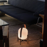 Modern Portable Lantern Table Lamp with Leather Handle and Opal Glass Globe for Bedside Lighting