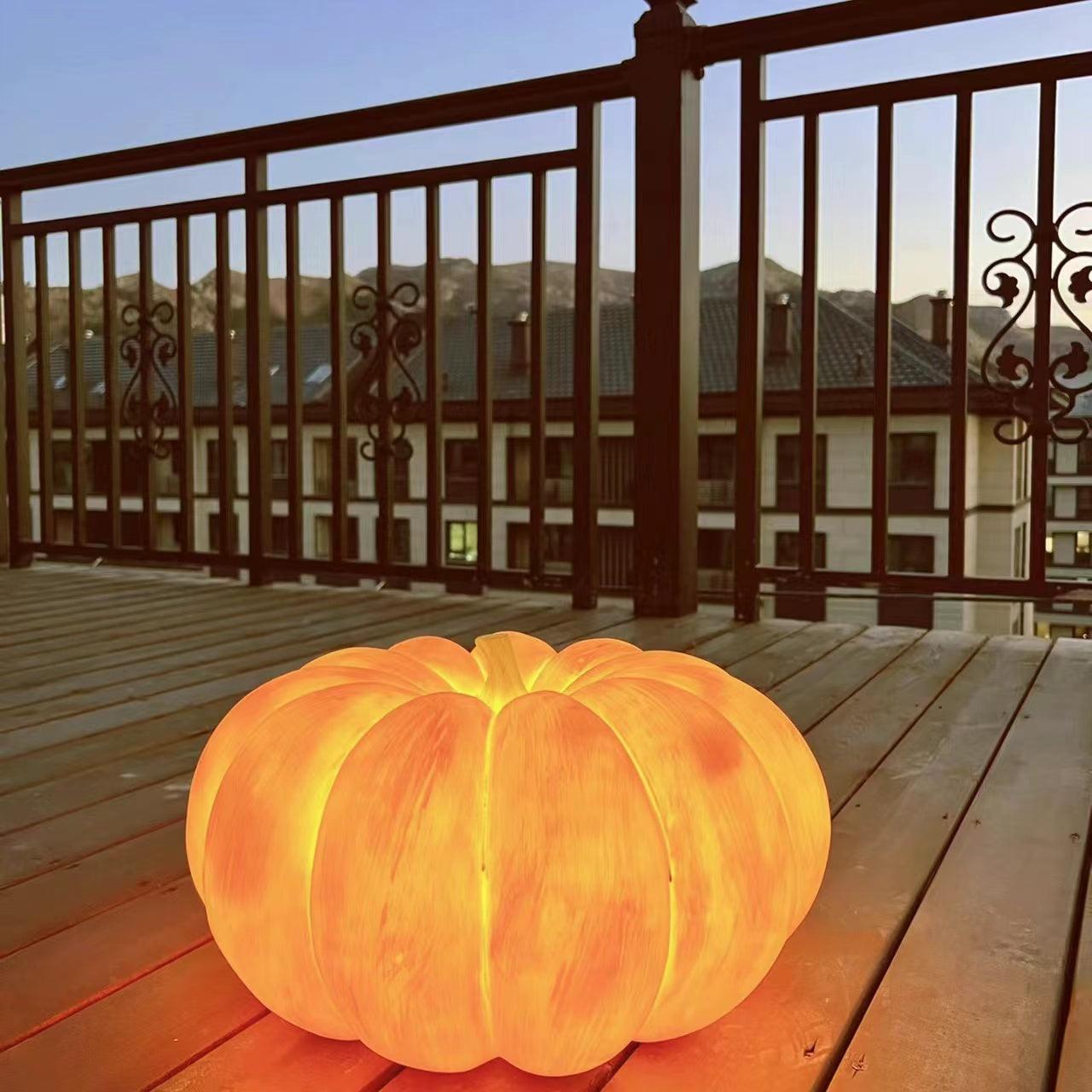 Rechargeable Portable Pumpkin Table Lamp LED Battery Operated Resin Desk Light