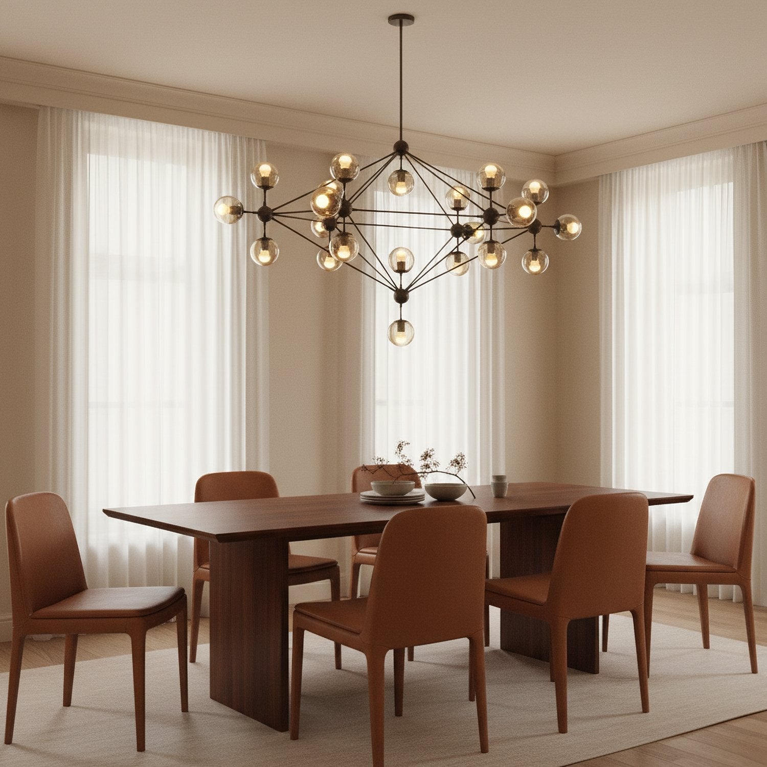 modern-black-geometric-chandelier-with-cognac-glass-globes-for-mid-century-living-spaces