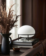 Modern Opal Glass Pump Table Lamp with Steel Frame for Office and Home Decor