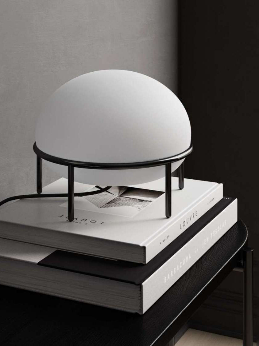 Modern Opal Glass Pump Table Lamp with Steel Frame for Office and Home Decor