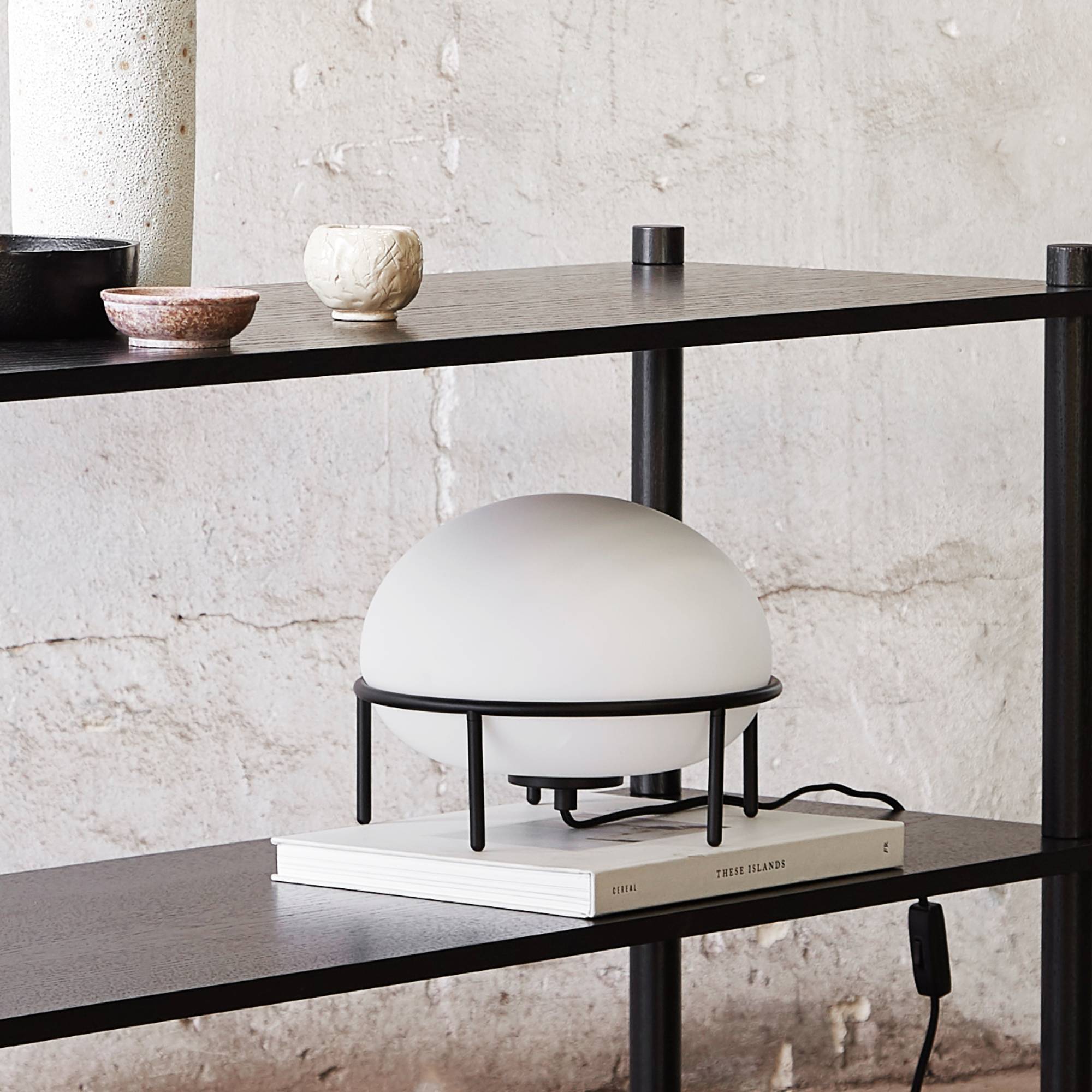 Modern Opal Glass Pump Table Lamp with Steel Frame for Office and Home Decor
