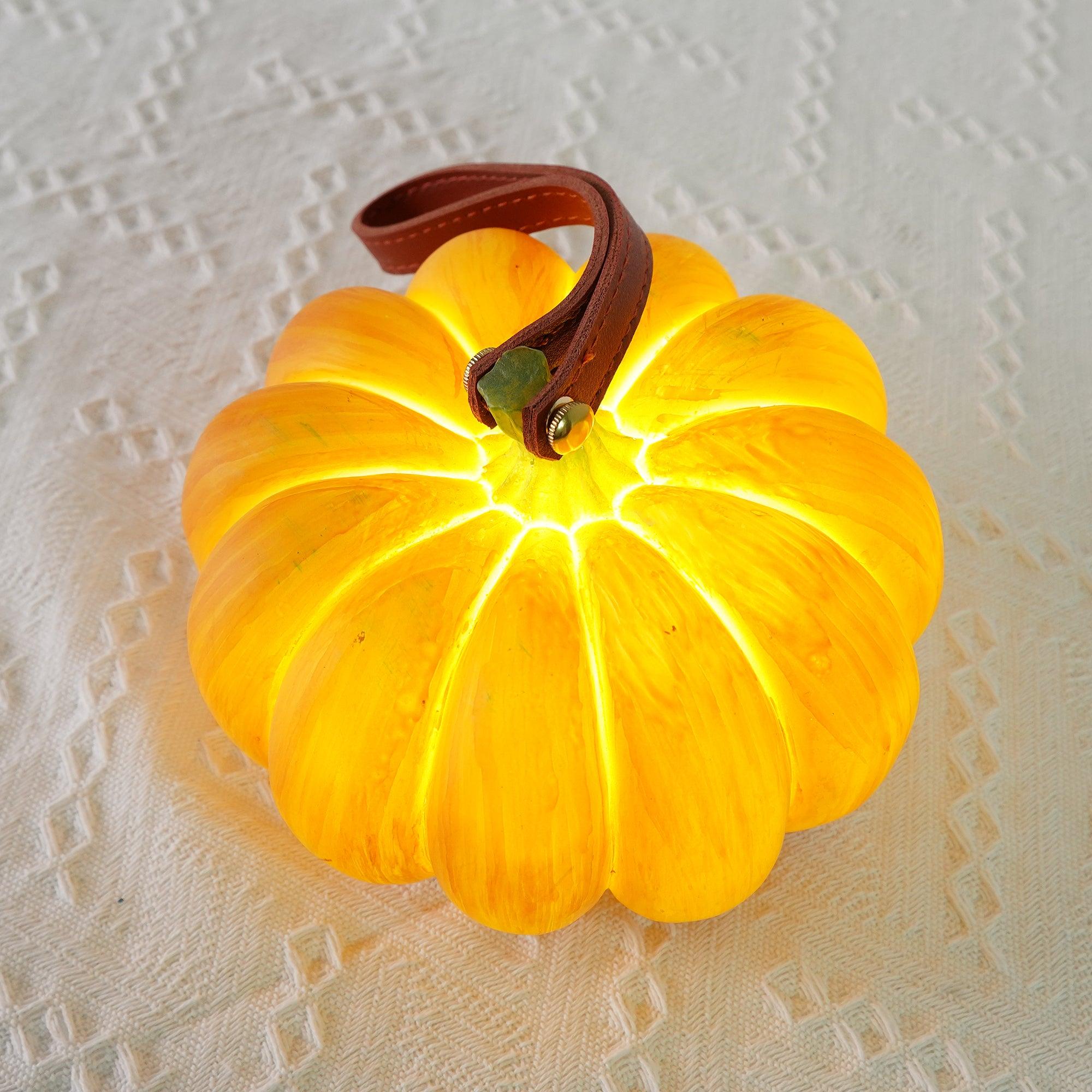 Rechargeable Portable Pumpkin Table Lamp LED Battery Operated Resin Desk Light