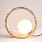 Modern Geometric Travertine Table Lamp Q Circle Portable Indoor Lighting for Bedside