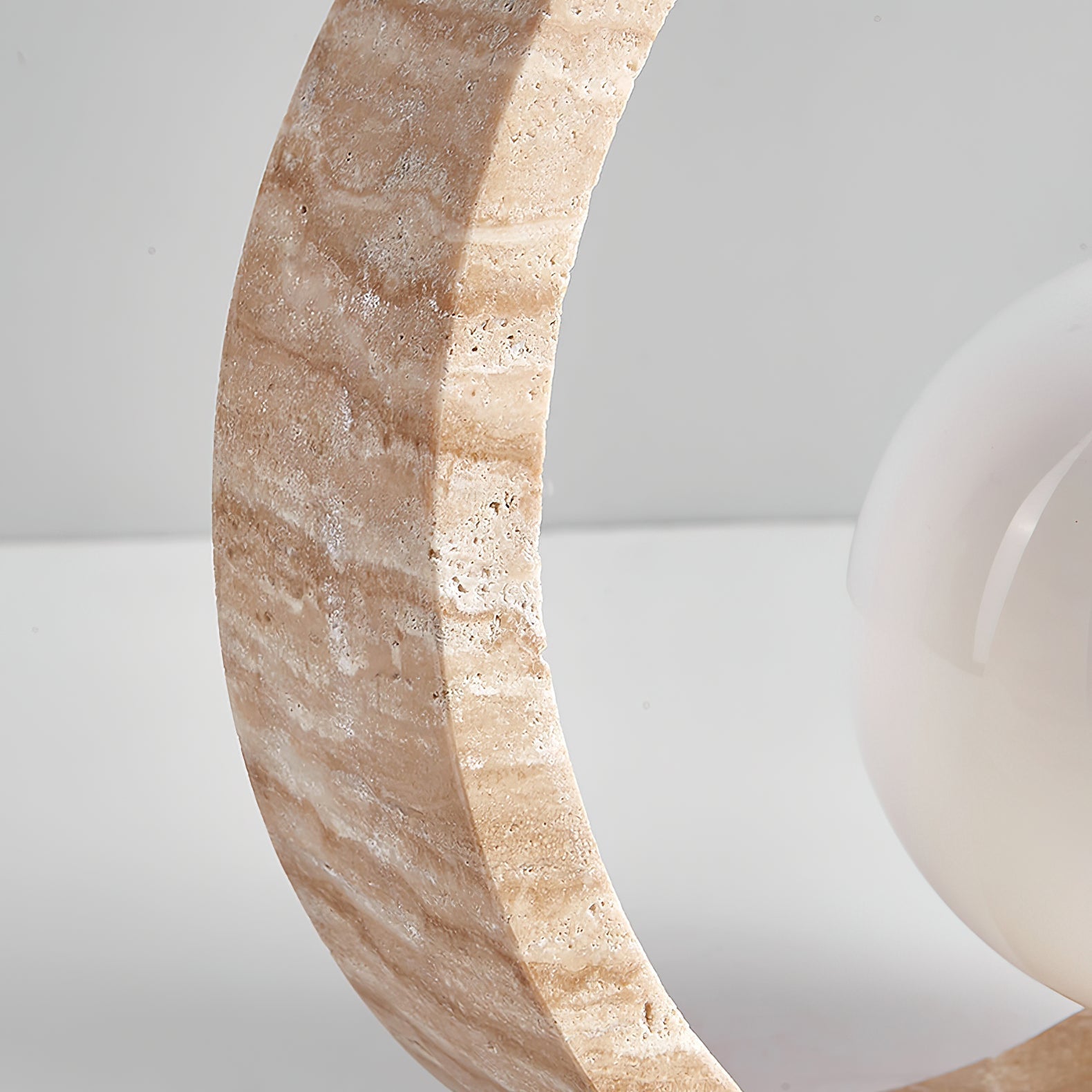 Modern Geometric Travertine Table Lamp Q Circle Portable Indoor Lighting for Bedside