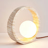 Modern Geometric Travertine Table Lamp Q Circle Portable Indoor Lighting for Bedside