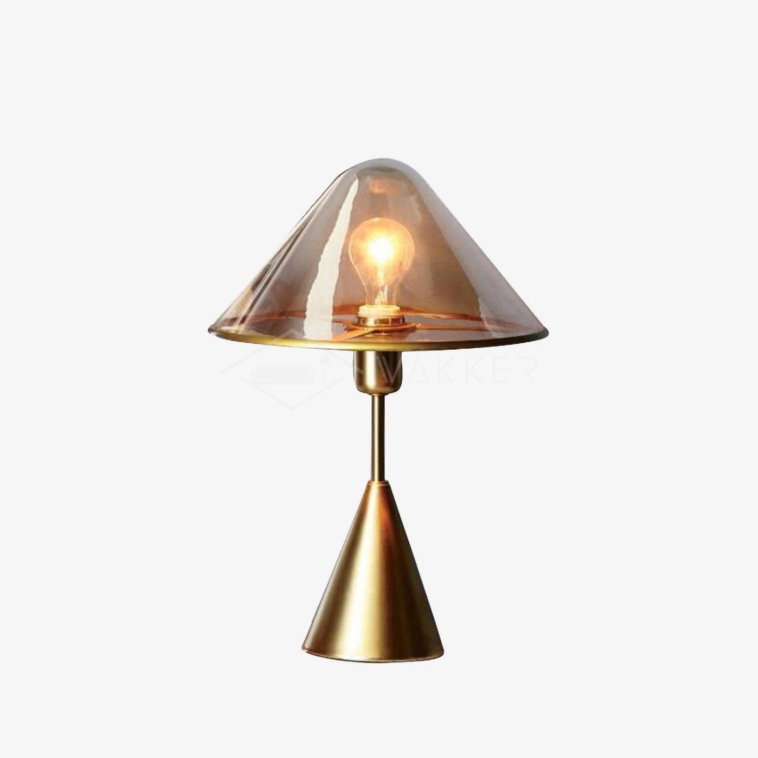 Modern Gold Mushroom Desk Lamp with Elegant Glass Shade and Brass Finish