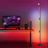 Modern RGB LED Rotating Floor Lamp with Integrated Spotlight and Remote Control for Ambient Lighting