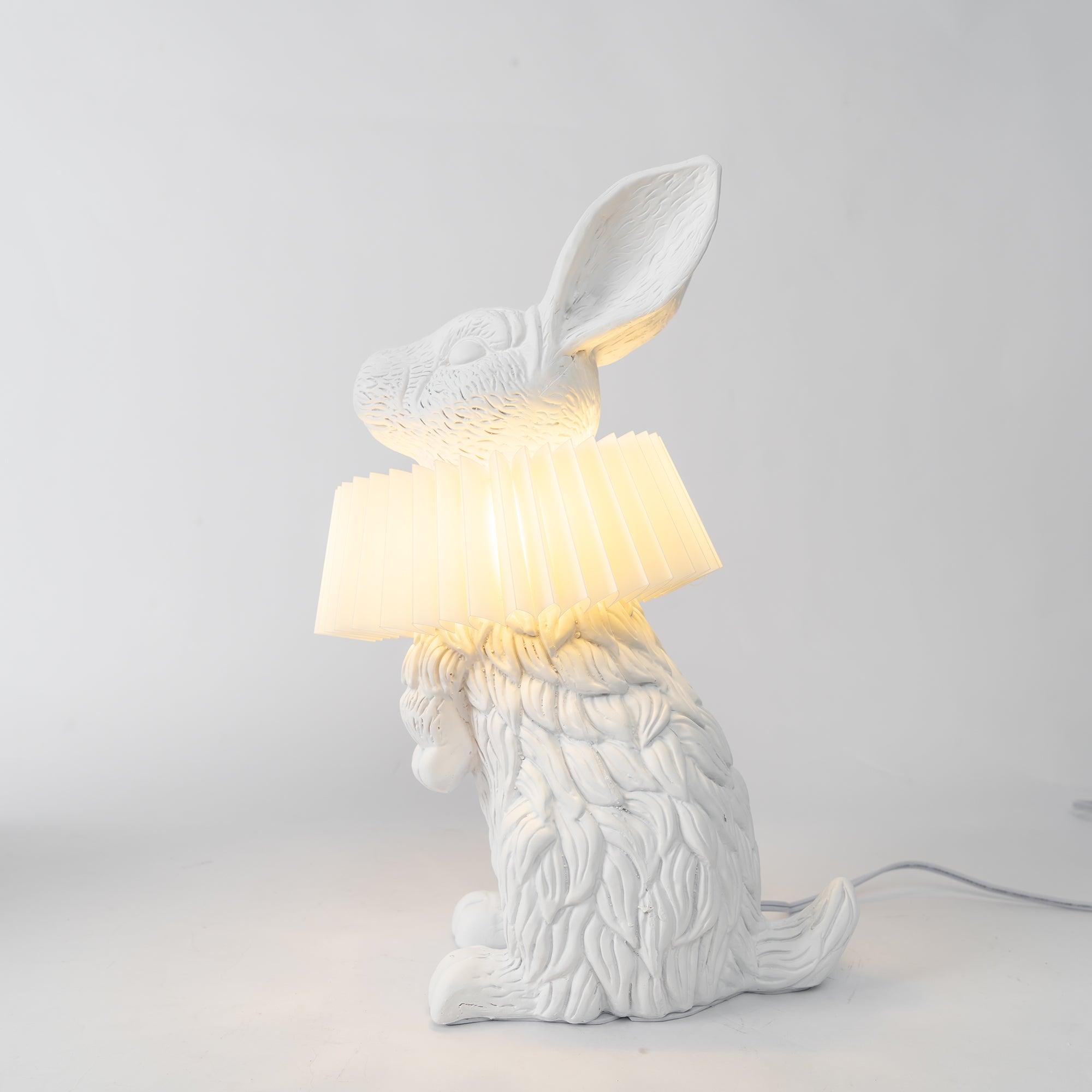 Whimsical Rabbit Animal Figurine Table Lamp with Ruffle Collar and LED Illumination for Modern Interiors