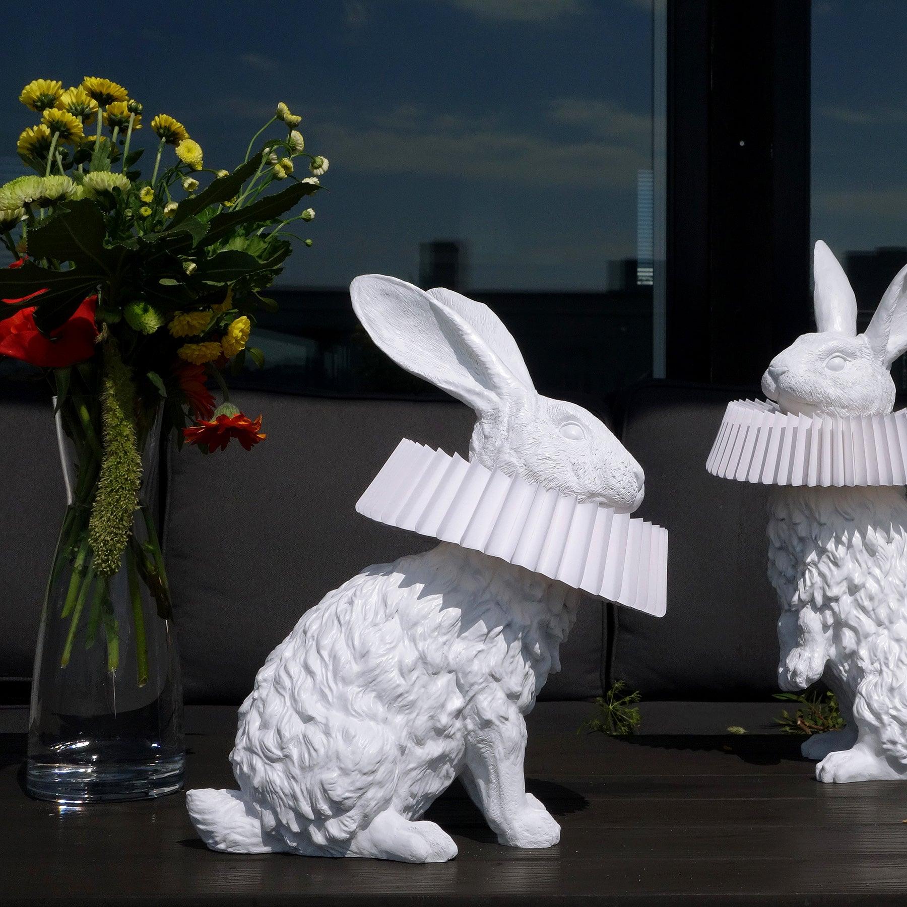 Whimsical Rabbit Animal Figurine Table Lamp with Ruffle Collar and LED Illumination for Modern Interiors