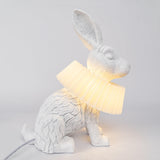 Whimsical Rabbit Animal Figurine Table Lamp with Ruffle Collar and LED Illumination for Modern Interiors
