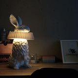 Whimsical Rabbit Animal Figurine Table Lamp with Ruffle Collar and LED Illumination for Modern Interiors