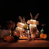 Whimsical Rabbit Animal Figurine Table Lamp with Ruffle Collar and LED Illumination for Modern Interiors