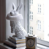 Whimsical Rabbit Animal Figurine Table Lamp with Ruffle Collar and LED Illumination for Modern Interiors