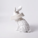 Whimsical Rabbit Animal Figurine Table Lamp with Ruffle Collar and LED Illumination for Modern Interiors