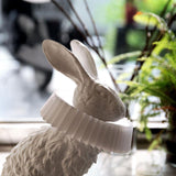 Whimsical Rabbit Animal Figurine Table Lamp with Ruffle Collar and LED Illumination for Modern Interiors