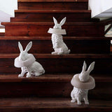 Whimsical Rabbit Animal Figurine Table Lamp with Ruffle Collar and LED Illumination for Modern Interiors