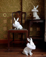 Whimsical Rabbit Animal Figurine Table Lamp with Ruffle Collar and LED Illumination for Modern Interiors