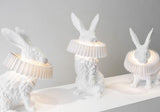 Whimsical Rabbit Animal Figurine Table Lamp with Ruffle Collar and LED Illumination for Modern Interiors