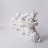 Whimsical Rabbit Animal Figurine Table Lamp with Ruffle Collar and LED Illumination for Modern Interiors