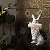 Whimsical Rabbit Animal Figurine Table Lamp with Ruffle Collar and LED Illumination for Modern Interiors