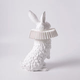 Whimsical Rabbit Animal Figurine Table Lamp with Ruffle Collar and LED Illumination for Modern Interiors