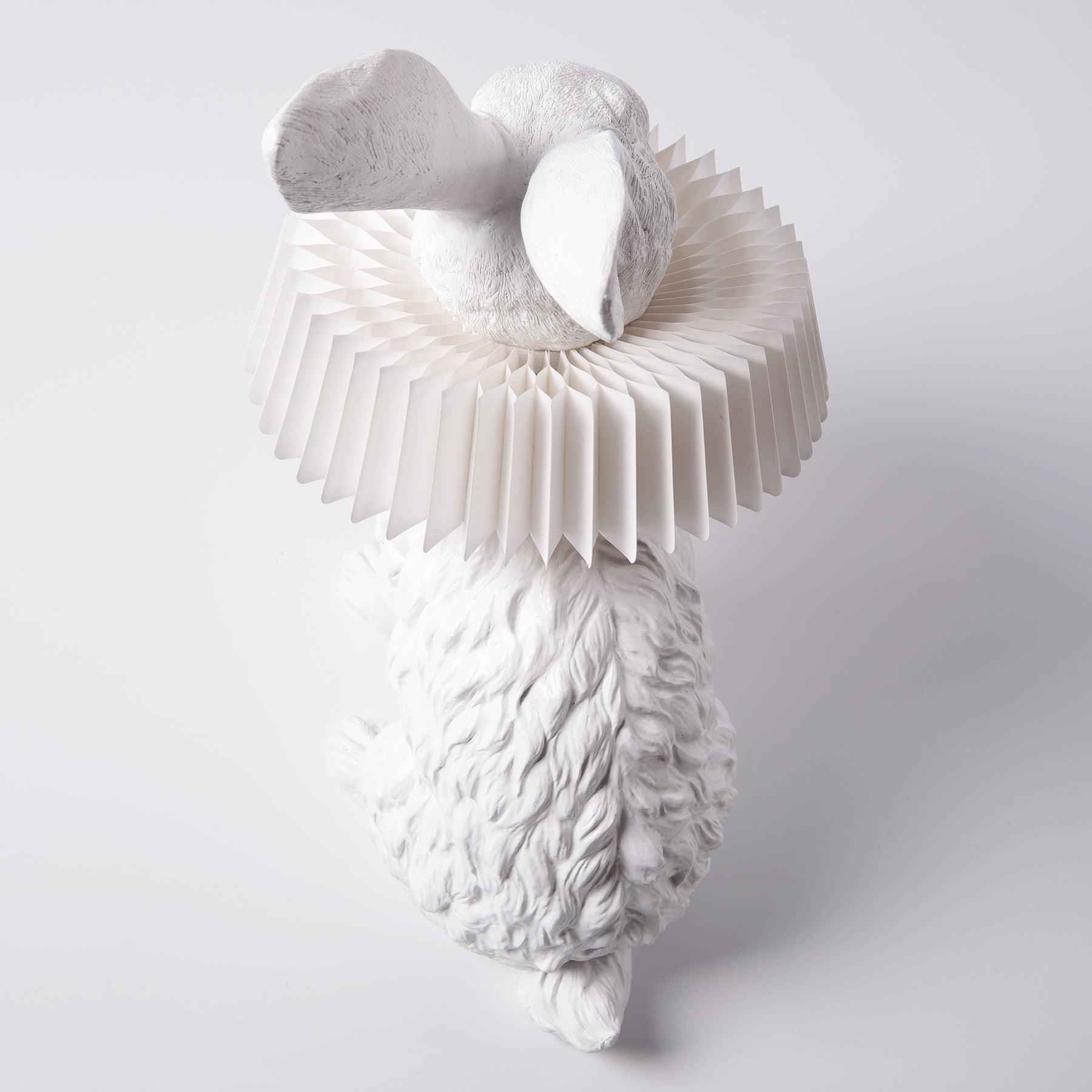 Whimsical Rabbit Animal Figurine Table Lamp with Ruffle Collar and LED Illumination for Modern Interiors