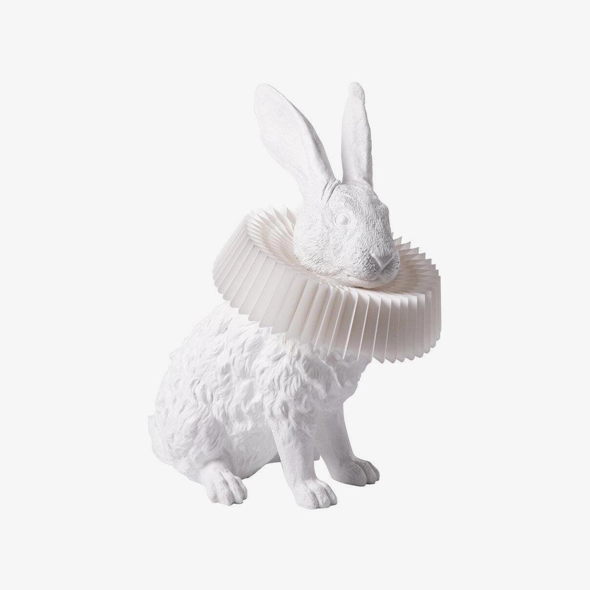 Whimsical Rabbit Animal Figurine Table Lamp with Ruffle Collar and LED Illumination for Modern Interiors