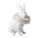Whimsical Rabbit Animal Figurine Table Lamp with Ruffle Collar and LED Illumination for Modern Interiors