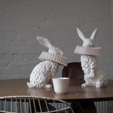 Whimsical Rabbit Animal Figurine Table Lamp with Ruffle Collar and LED Illumination for Modern Interiors