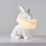 Whimsical Rabbit Animal Figurine Table Lamp with Ruffle Collar and LED Illumination for Modern Interiors