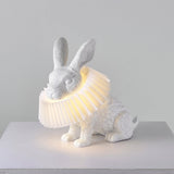 Whimsical Rabbit Animal Figurine Table Lamp with Ruffle Collar and LED Illumination for Modern Interiors