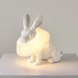 Whimsical Rabbit Animal Figurine Table Lamp with Ruffle Collar and LED Illumination for Modern Interiors