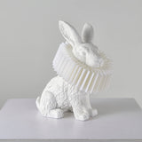 Whimsical Rabbit Animal Figurine Table Lamp with Ruffle Collar and LED Illumination for Modern Interiors