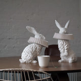 Whimsical Rabbit Animal Figurine Table Lamp with Ruffle Collar and LED Illumination for Modern Interiors