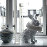 Whimsical Rabbit Animal Figurine Table Lamp with Ruffle Collar and LED Illumination for Modern Interiors
