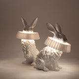 Whimsical Rabbit Animal Figurine Table Lamp with Ruffle Collar and LED Illumination for Modern Interiors